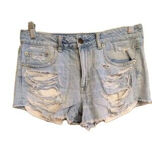American Eagle Shorts Women's Sz 10 Hi-Rise Denim High Rise Light Wash #4283